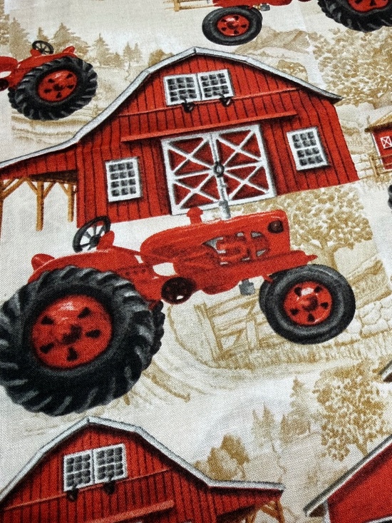 David Textiles Other - David Textiles Red Tractor Barn Farm Cotton Fabric just over a yard